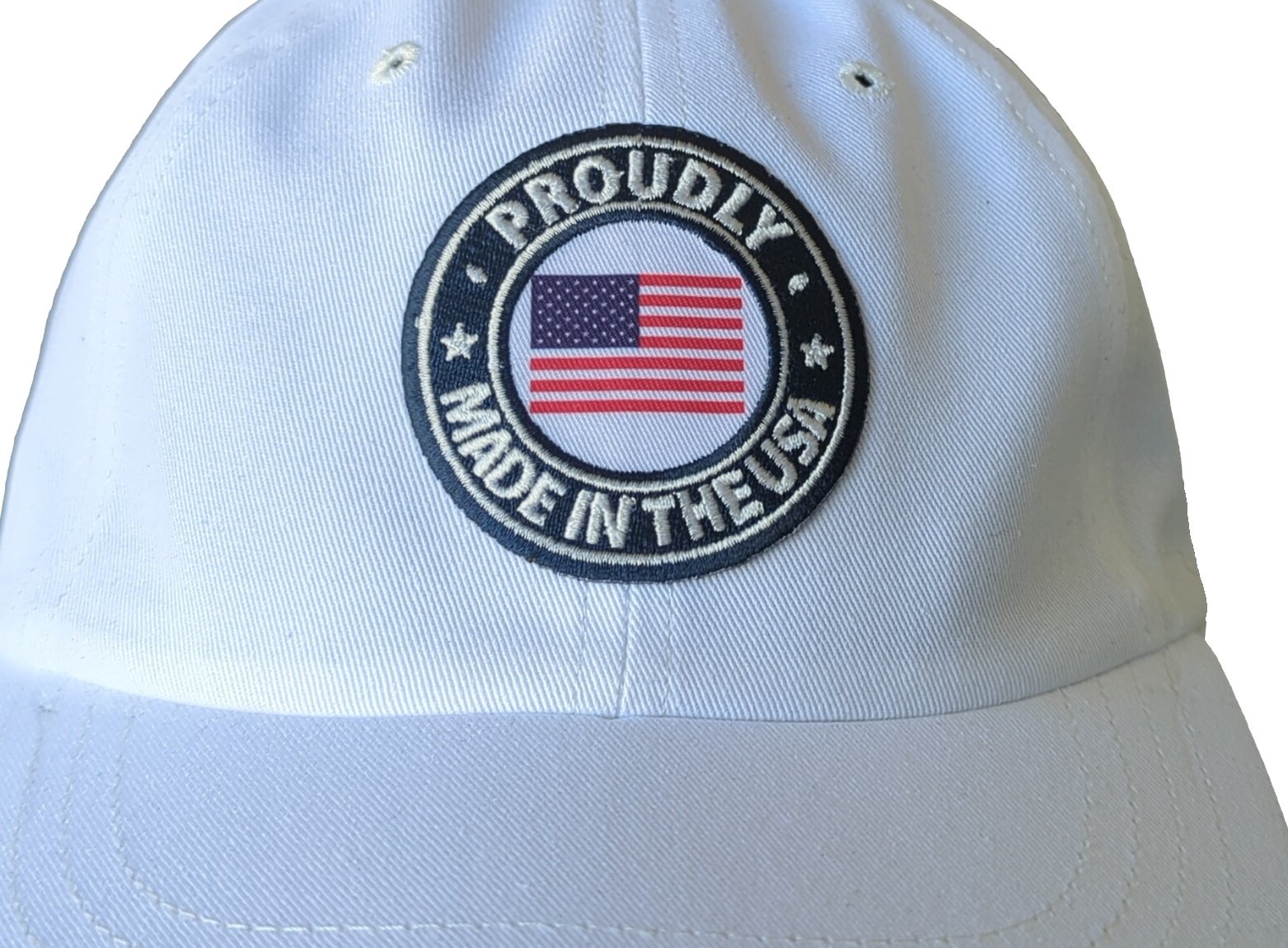 We created a partly embroidered patch for a cap Made in the USA