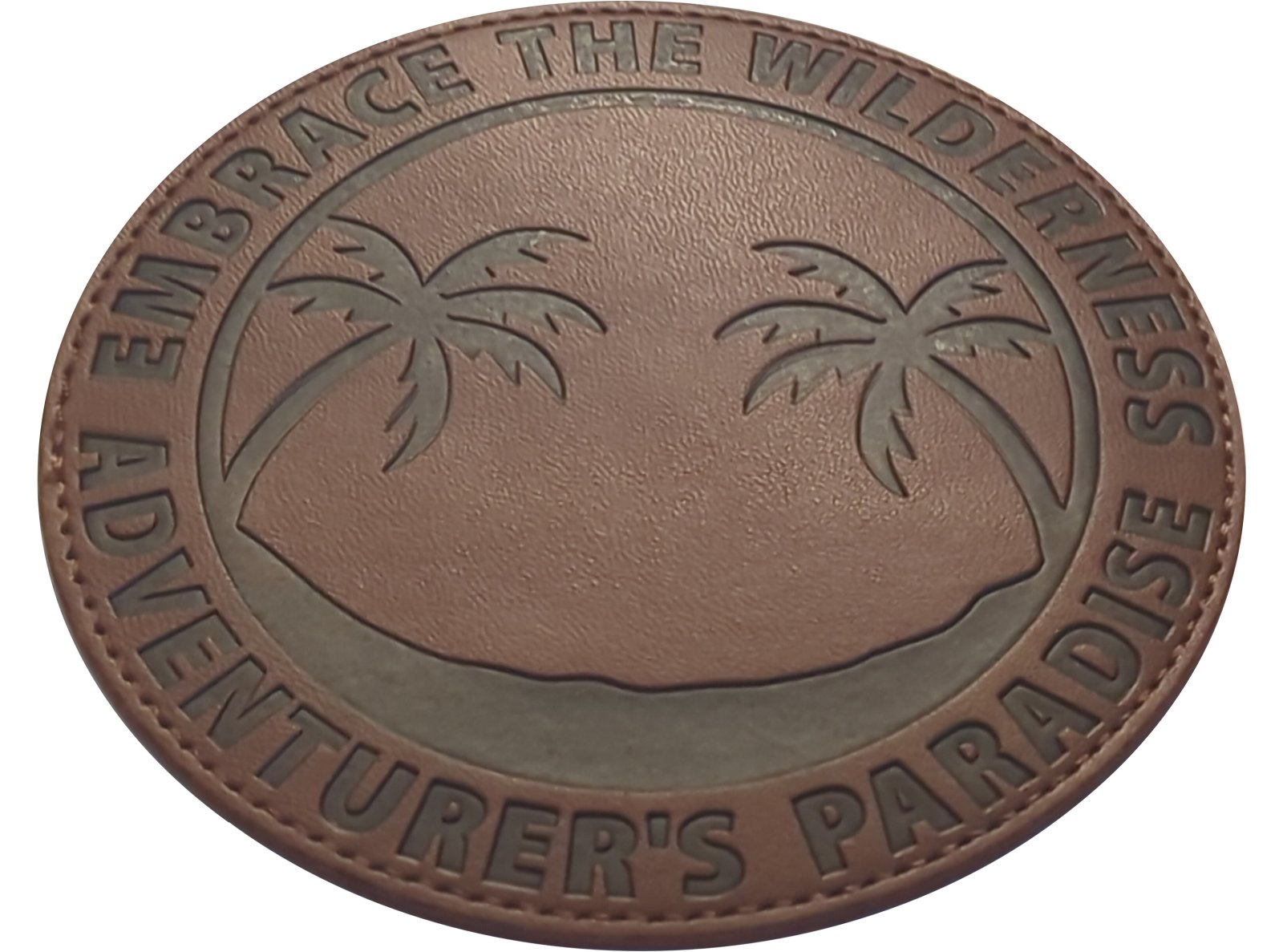 Leather Patch with a n4" faux sew line, heat seal backing